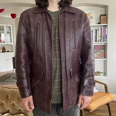 Vintage Sears Hercules Outerwear Horsehide Brown Leather Jacket 50s Mens Size 44 • $489
