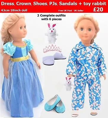 *18  Doll Clothes Princess Dress Crown Shoes 10% Off Our Generation AG Baby Born • £7