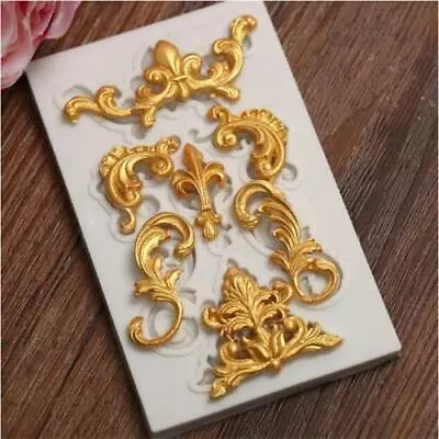 £2.99 • Buy Vintage Silicone Fondant Mould Relief Baroque Cake Lace Flower Border Sugar Mold