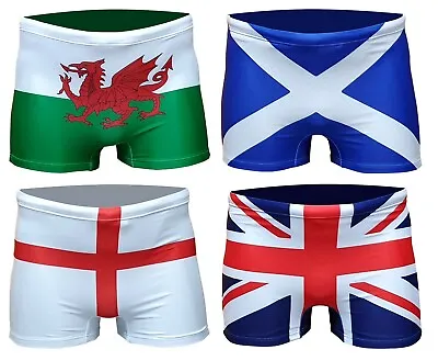 ACCLAIM Home Nations British Sports Fit Flag Boxer Swimming Trunks Mens NEW • £14.99