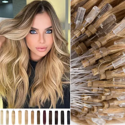 Balayage Micro LOOP Ring Remy Bead Tip Link Real Human Hair Extensions 1G Thick • $45.21