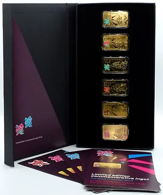 Gold Plated Ingot London 2012 Olympics Set Of 6 X The Road To London Boxed + COA • £119.95