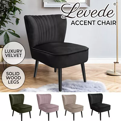 Levede Accent Chair Velvet Sofa Single Vanity Dining Seat Lounge Couch Scallop • $109.99