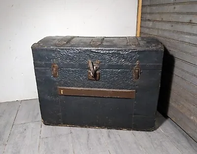 Antique Victorian Dome Top Embossed Slatted Steamer Trunk Chest • $202.50