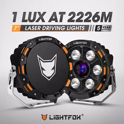 Lightfox 7inch Osram Laser LED Driving Lights Black Round Offroad Truck SUV 4x4 • $319.95