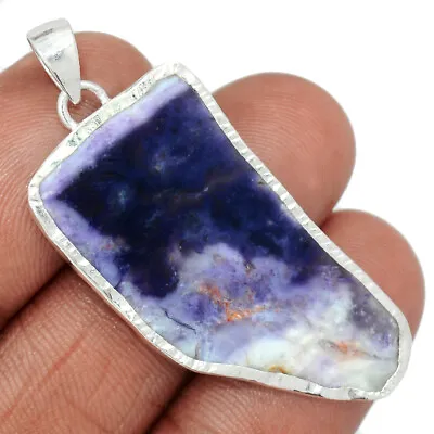 Natural Violet Flame Opal Slice - Mexico 925 Silver Pendant Jewelry CP33488 • $15.99
