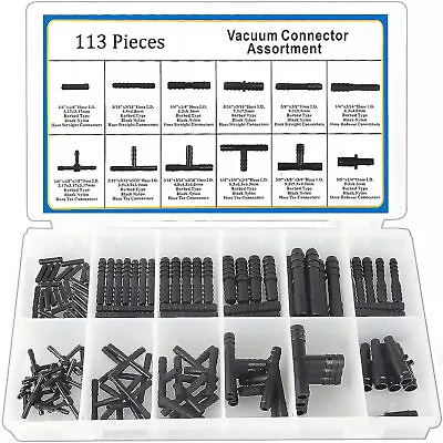 Vacuum Connector Assortment Vacuum Line Fittings Kit 113Pcs 12 Sizes Tube Conne • $14.99