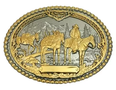 Montana Silversmiths Western Belt Buckle Pack Horses Antiqued 61333P • $50