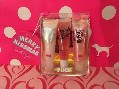 NEW Victoria's Secret  PINK 3 Pcs Gift Set Merry Kissmas Lip Kit Gloss Goals Oil • $21.95