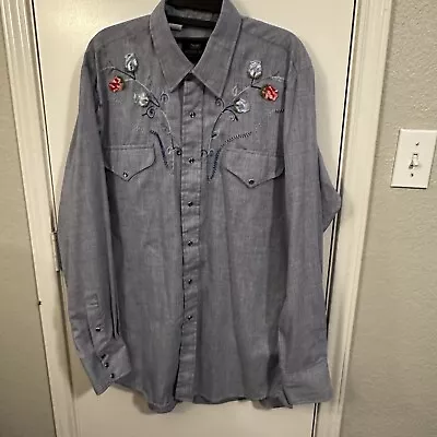 Vintage Sears Western Wear Mens Embroidery Pearl Snap Shirt Size L • $58.88