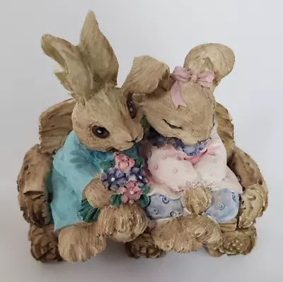 VTG Figurine Easter Bunny Couple Mervyns 1991 Couch Flowers 3.5  X 3.5  • $5.99