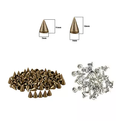 £4.69 • Buy 100pcs Punk Studs Cone Spikes Spots Rivets For Leather Craft Jacket Bags Belts