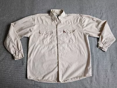 Levi's Shirt Adult Large Tan Denim Pearl Snap Western 90's Classic Fit Vintage • $25.49