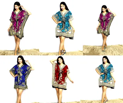 $11.21 • Buy Women Short Size Loose Kaftan Tunic Dress Hippy Kimono Sleeve Caftan Tunic Tops