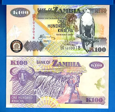 Zambia P-38f 100 Kwacha Year 2006 World Paper Money Uncirculated Banknote • $2.25