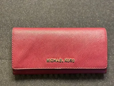 Michael Kors Flap Continental Wallet (Wine Burgundy Dark Red) • $18.99