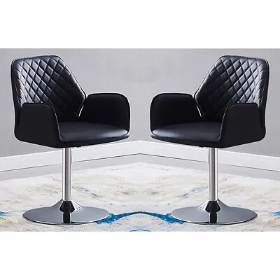 Bucketeer Black Faux Leather Dining Chairs In Pair • £149.95