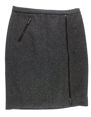 J Crew Pencil Skirt Womens Size 4 Zipper Pocket & Split Gray Wool Viscose Ladies • $29.99