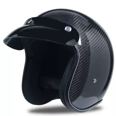 Real Carbon Fiber Motorcycle Helmet Half Open Face Lightweight Scooter Helmet • $159.99