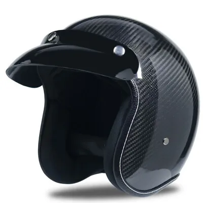 Real Carbon Fiber Motorcycle Helmet Half Open Face Scooter Street Bike Helmet • $149.99