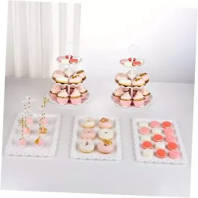  5 Piece Cake Stand Set With 2xLarge 3-Tier Cupcake Stands + 3X Appetizer Round • $34.16