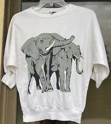 Vintage Pullover Batwing Top With Elephants Size L Made In USA (33) • $14.99