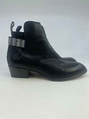 MOMA Women's Boots Chelsea Boots Fox Nero Size 39 1/2 Black Leather Block Heel • $125