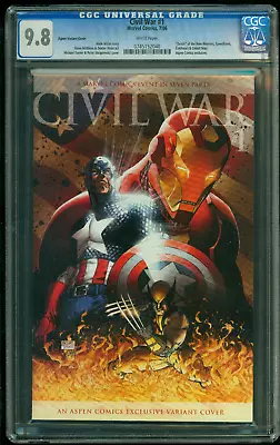 Civil War #1 CGC 9.8 Aspen Michael Turner Variant Marvel Comics 2006 Wolverine • $199.99