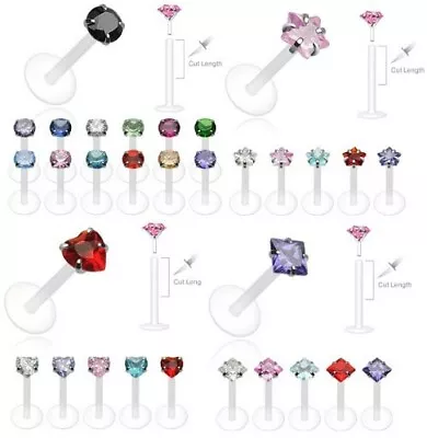 £3.50 • Buy Bioflex Plastic Labret Monroe Piercing Green Bevelled Gem