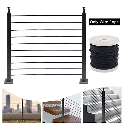 200-400ft 1/8  Black Cable Railing Kit T316 Stainless Wire Rope Cable 7x7 Strand • $104.50
