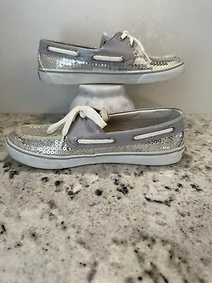 Sperry Top Sider Silver Sequins Woman’s Boat Shoes 7.5 M Great Condition! • $22.99