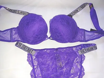 Victoria Secret BRA Panty Set SEXY BOMBSHELL 34AA M LOT Shine Strap Bikini NEW • $57.99