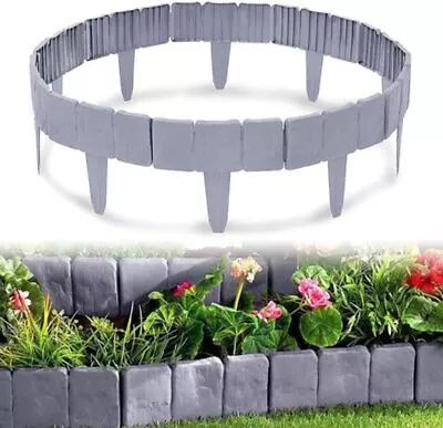 Flexible Garden Lawn Grass Wall Fence Border Edging Picket Cobble Stone Panel • £14.95