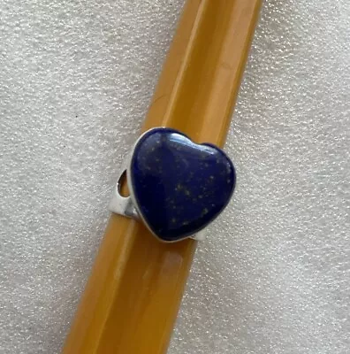 VTG Signed Jay King DTR Sterling Silver Lapis Lazuli Size6.5 Heart Ring.9.9 Gram • $35