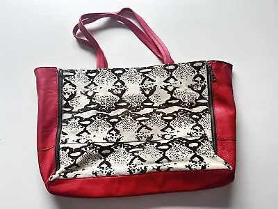 Tylie Malibu Leather Handbag Red Python Print Tote • $30