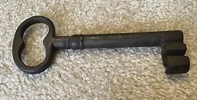 Antique Large 6  Iron Skeleton Door / Lock Key Castle Jail Gate Hollow Stem • $25