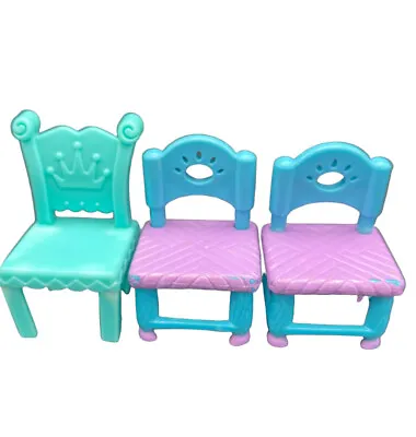 3 DORA THE EXPLORER Talking Dollhouse BLUE CHAIRS For DINING KITCHEN TABLE Lot * • $3.87
