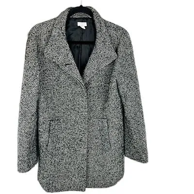 J. Crew Wool Blend Tweed City Car Coat Size 10 Speckled Boucle Grey • $75