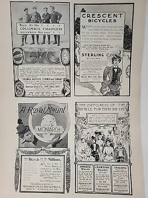 1900 Victorian Era Bicycle Print Advertising Columbia Crescent Monarch  Leslies • $50.99
