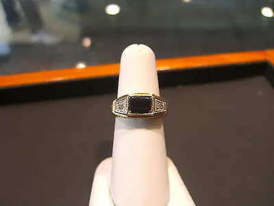 Antique Vintage- Mens Ring 14 Karat Yellow Gold Diamond And Onyx!!! • $900