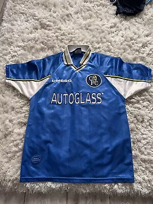 Chelsea FC 1997-99 Home Shirt Umbro Autoglass Size Medium • £130