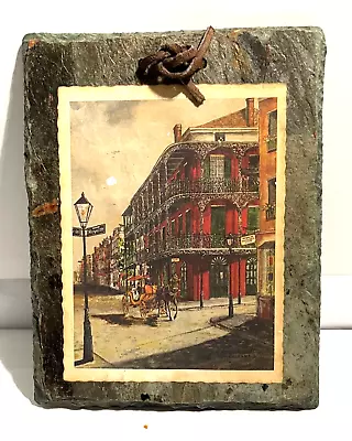 FRENCH QUARTER New Orleans Hand Crafted Roofing SLATE Wall Decor Plaque Picture • $80.75