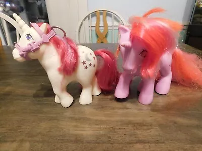 Lot Of 2 Vintage My Little Pony Figures 1983 Moondancer And 1985 Galaxy CUT HAIR • $24.95