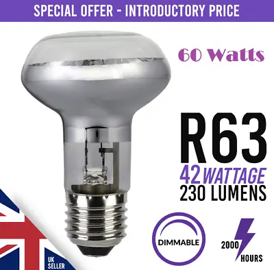 PACK OF1020304050  Dimmable Spot Light Bulb Halogen 240v 60Watt R63 E27 Bulb • £7.19