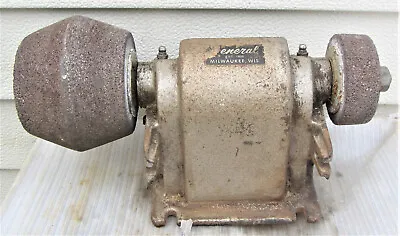 General USA Vintage Belt Drive Arbor Bench Grinder Buffer Ex Lg Wheels • $75