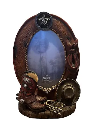 Cowboy Western 3D Picture Frame Hat Boots 4x6 Rodeo Bandana Tooled Leather Style • $12