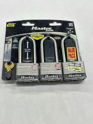 Master Lock Padlock 2In Laminated Stainless Steel 4 Pin Cylinder 3Pk NEW • $59.99