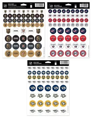 NHL 8.5  X 11  Vinyl Sticker Sheet With 56 Invididual Small Stickers • $6.49