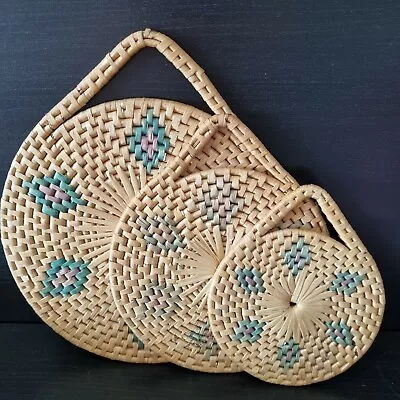 Vintage Retro Set Of 3 Wicker / Rattan Coasters / Pan Or Place Mats  / Display • $28