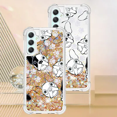For Various Phone Quicksand Cool Dog Liquid Glitter Shockproof Case Cover Back • £3.55